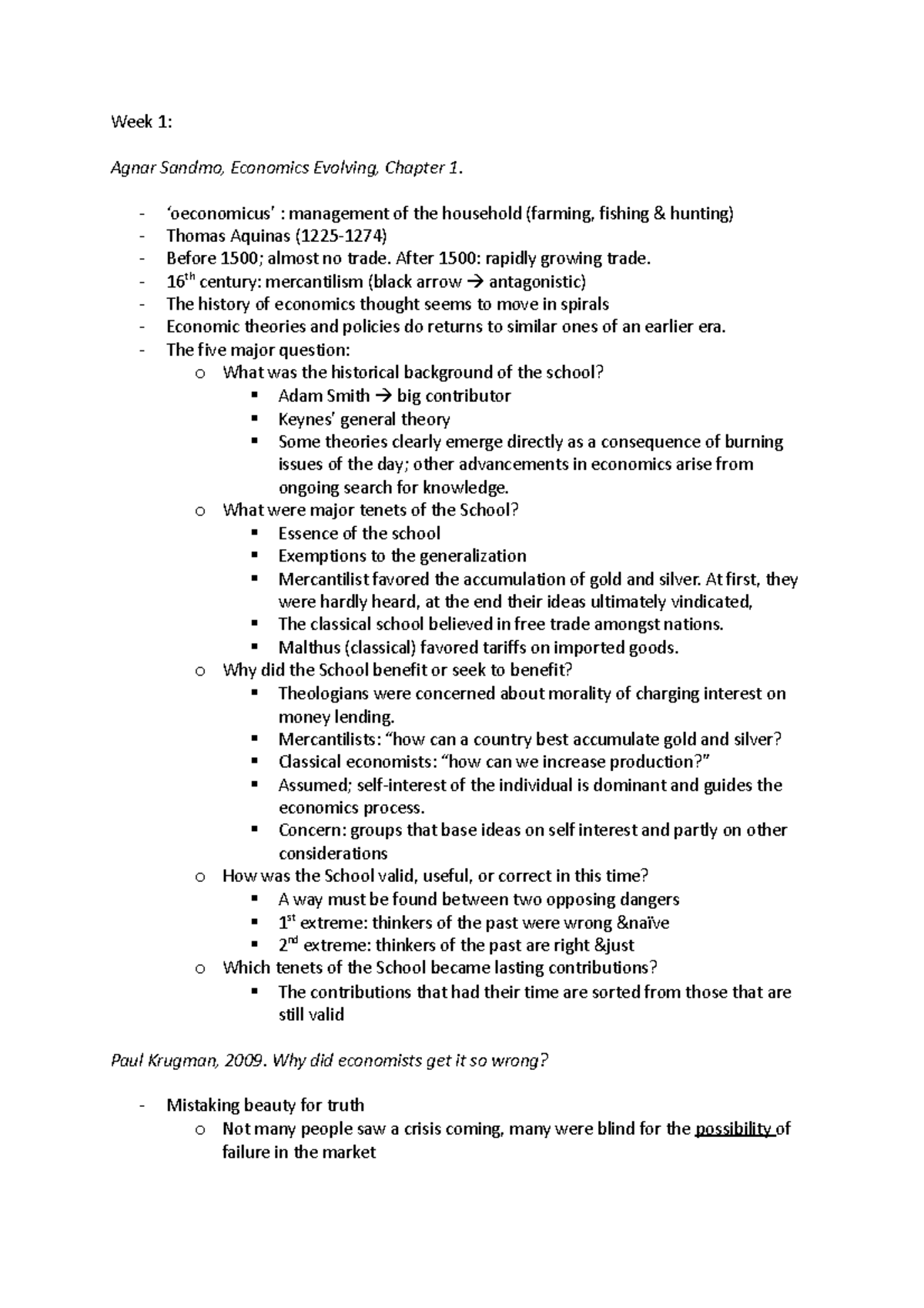 History of economic thought - Week 1: Agnar Sandmo, Economics Evolving ...