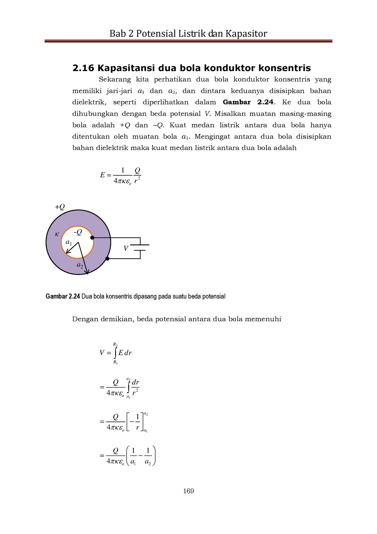 Fisika Dasar 61 Bab 2 Potensial Listrik Dan Kapasitor 169 2 Kapasitansi Dua Bola Konduktor 1987