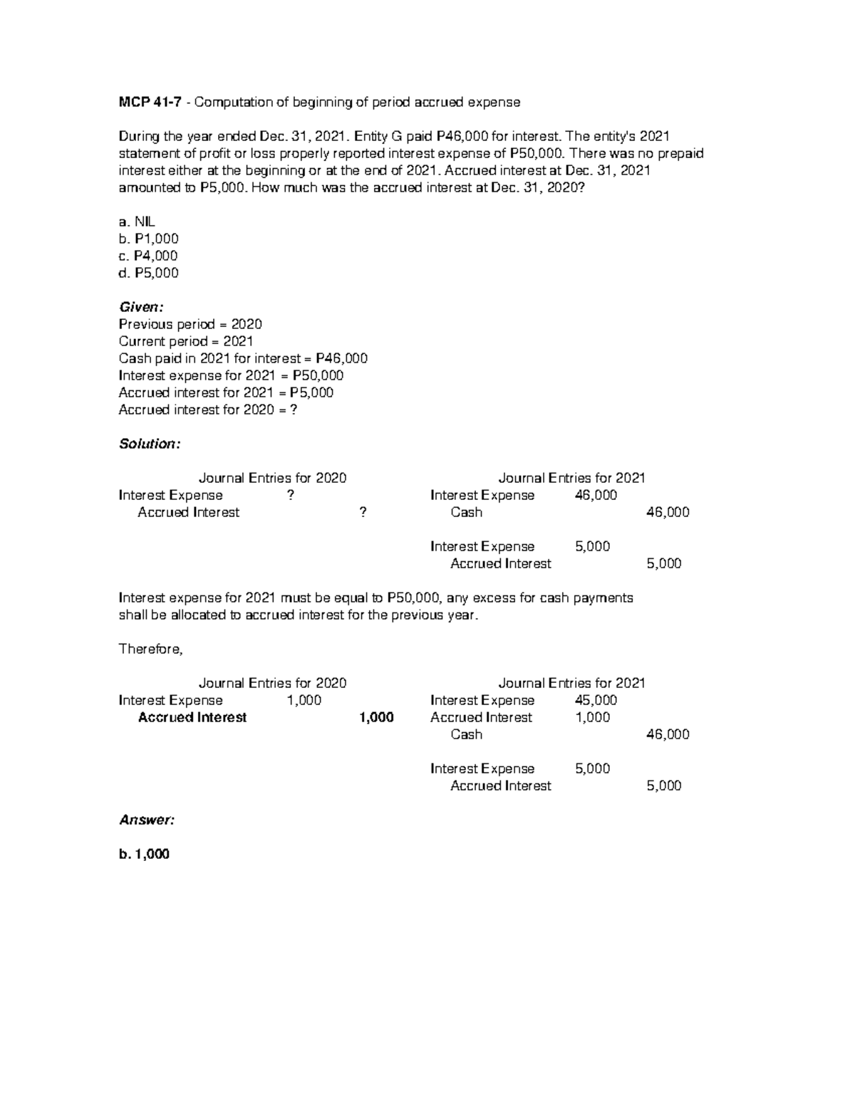 Intermediate Accounting Multiple Choice Problem 41-7 - MCP 41-7 ...