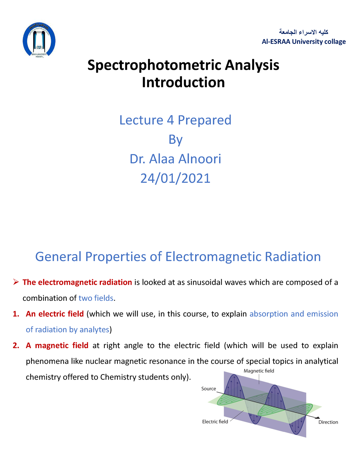 Spectrophotometric Analysis Introduction Spectrophotometric Analysis