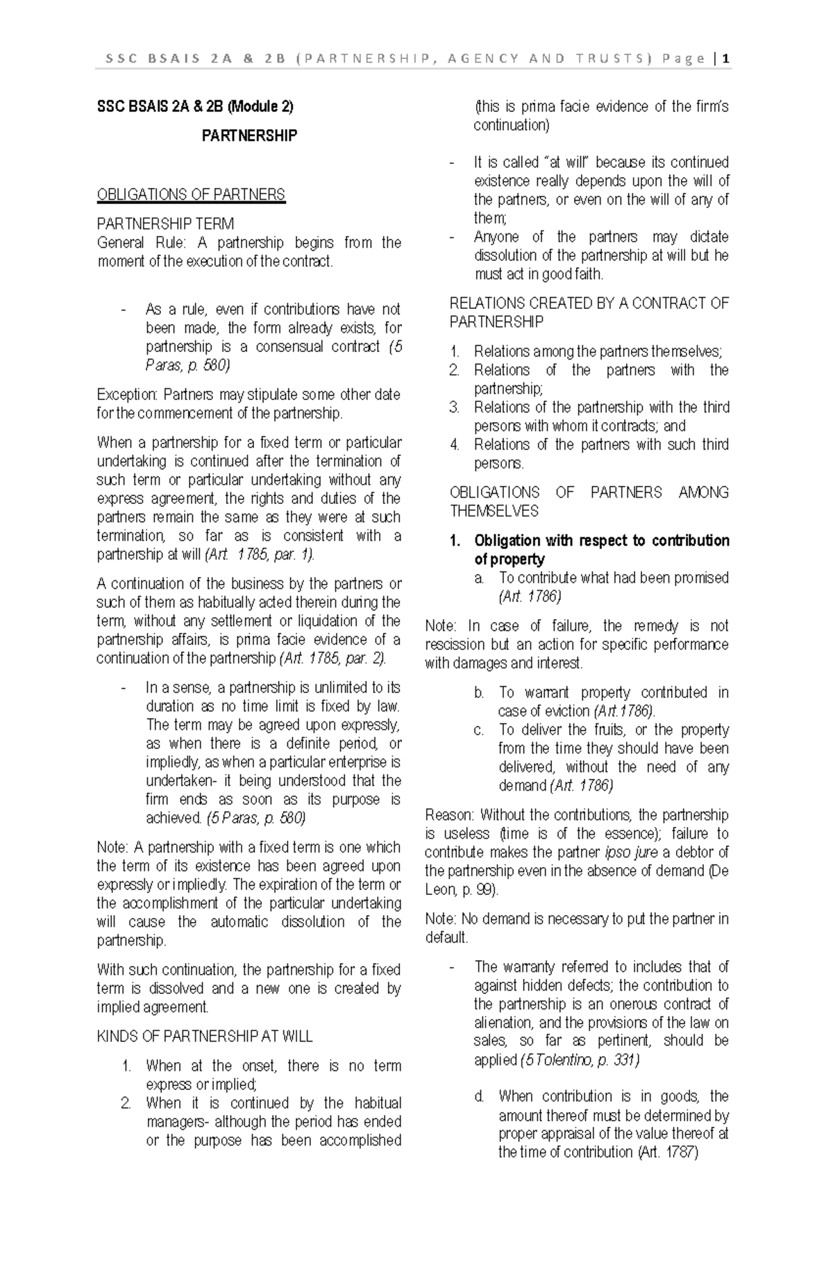 Module-2 - ... - SSC BSAIS 2A & 2B (Module 2) PARTNERSHIP OBLIGATIONS ...