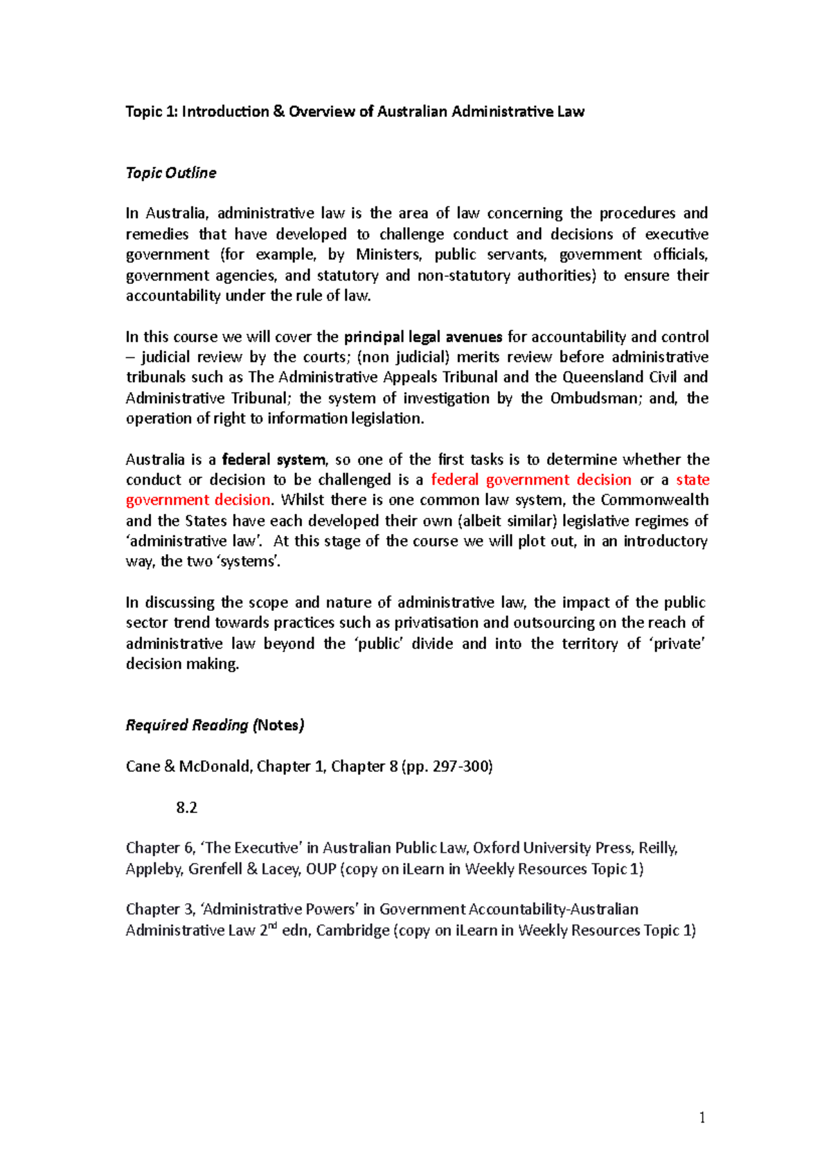 Reading Notes - Topic 1 - Topic 1: Introduction & Overview of ...