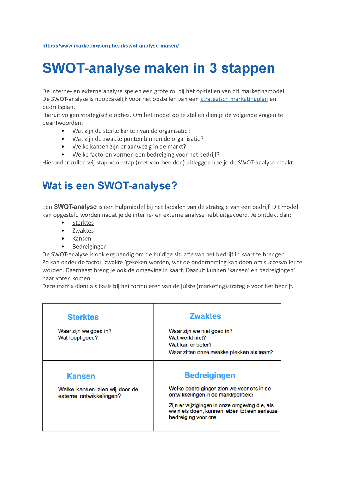 Hoe Een Swot Maken Uitleg Swot Marketingscriptie Swot Analyse Maken