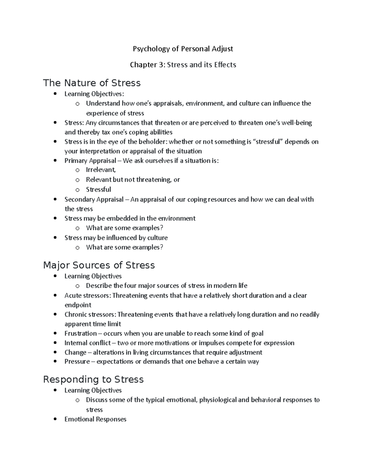 3 Adjust Lecture notes 3 Psychology of Personal Adjust Chapter 3