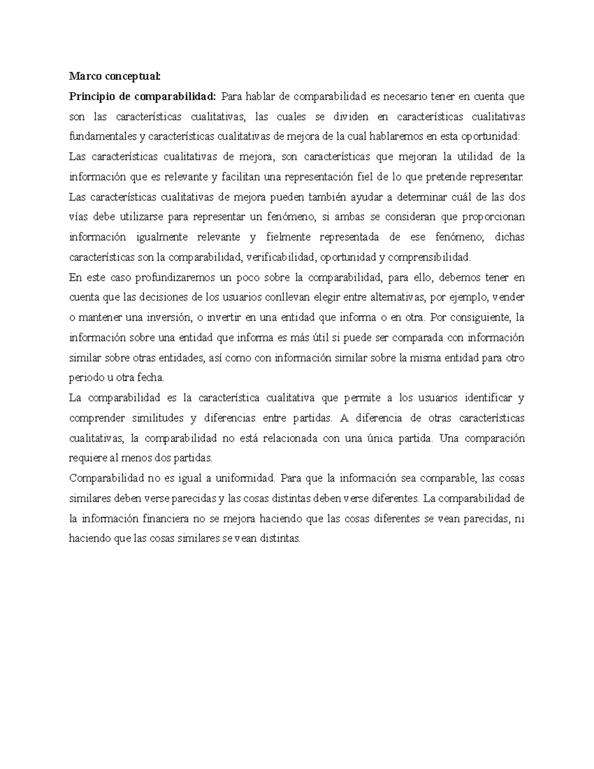 Marco conceptua principio de comparabilidad - Marco conceptual ...