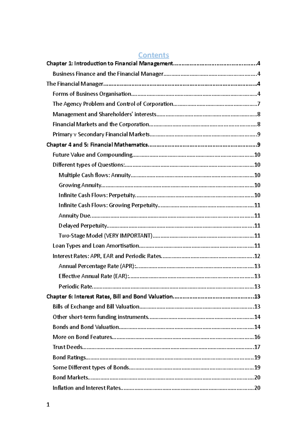 Summary Essentials of Corporate Finance - Contents Chapter 1 ...