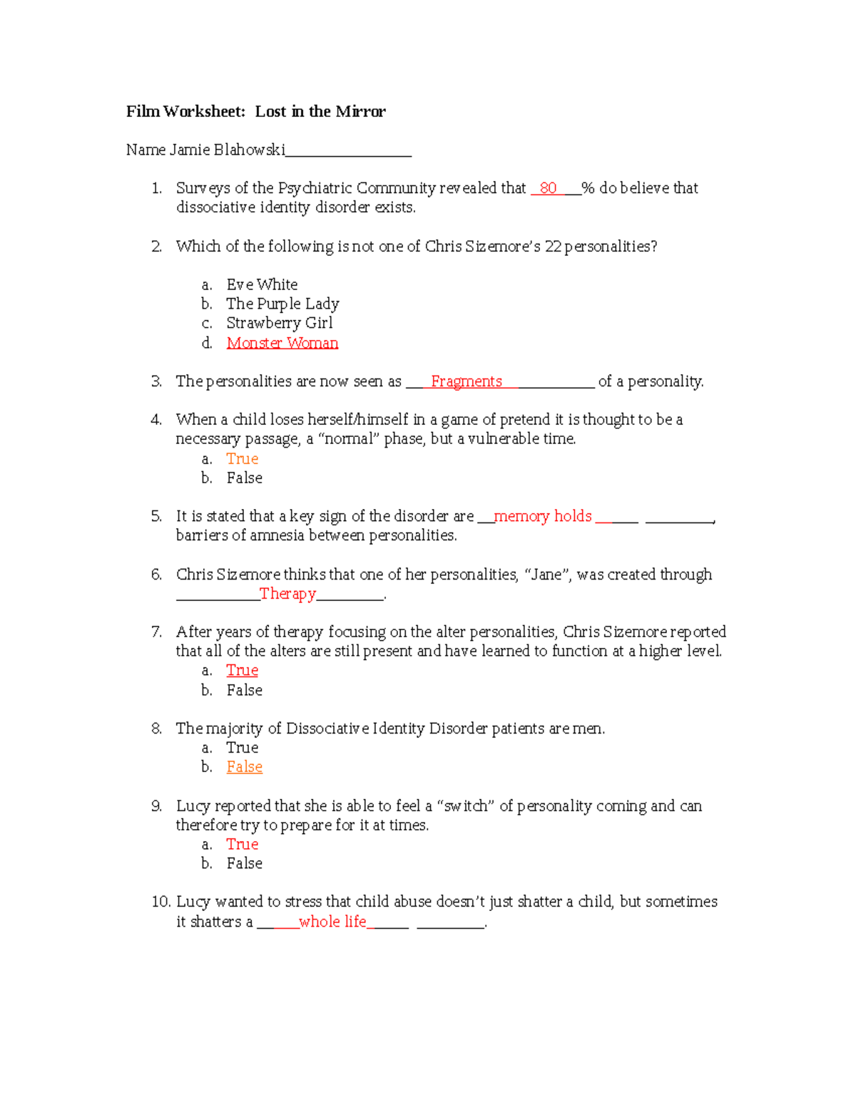 Lost in the Mirror Film WS 242041 Studocu