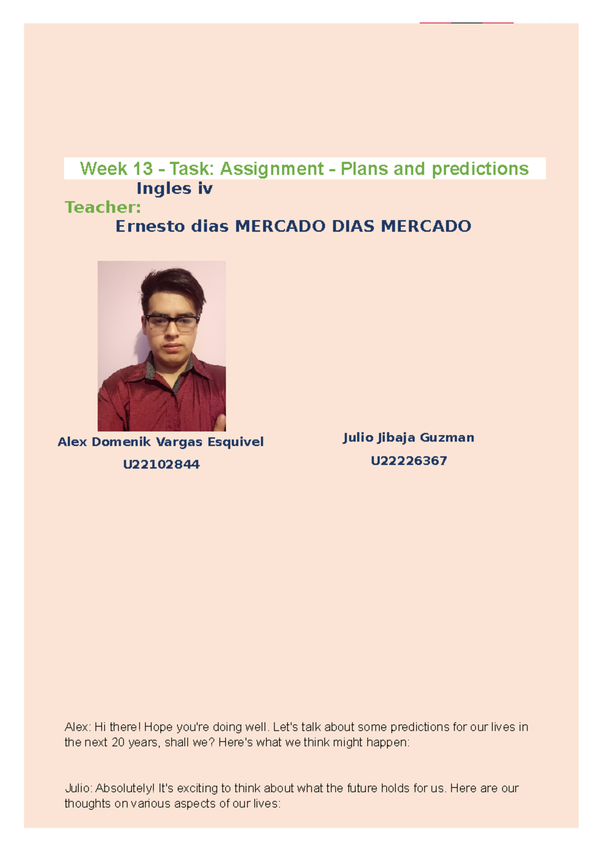 Week 13 Task Assignment Plans and predictions - Week 13 - Task ...