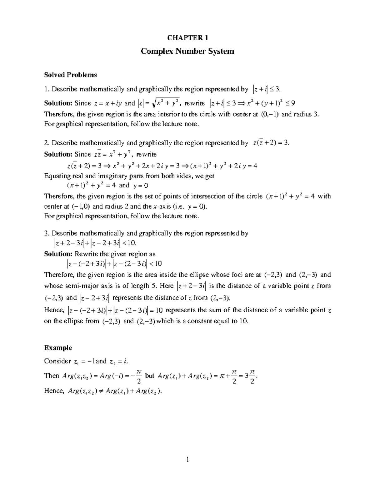 Complex Chap 1 Problems n Solutions - CHAPTER I Complex Number System ...