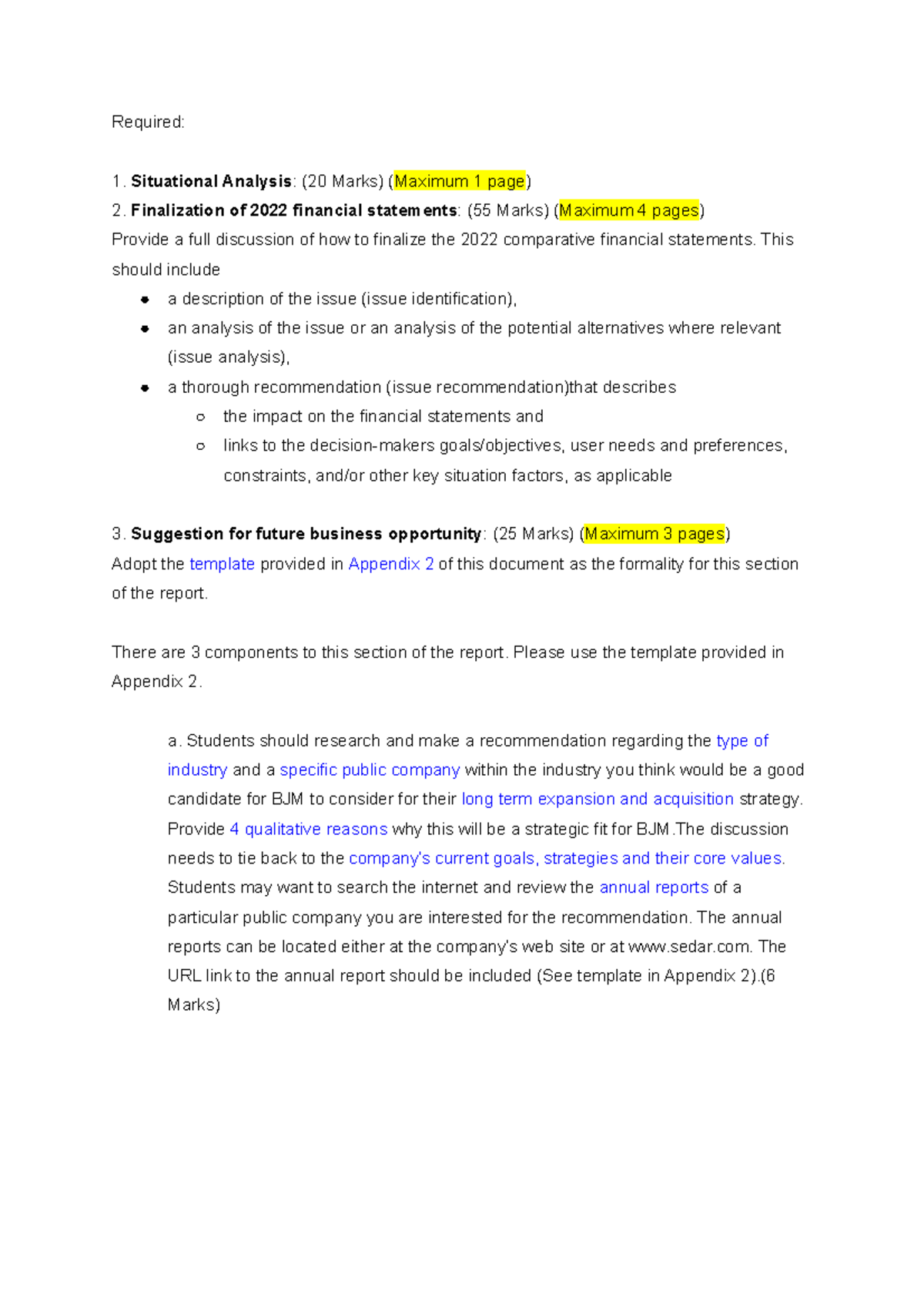 Assignment - Requirement - Required: Situational Analysis: (20 Marks ...
