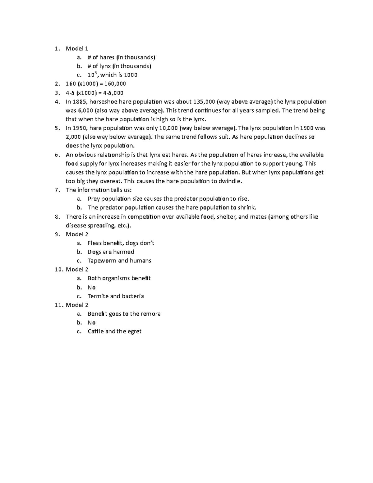 experiment 1 ecological interactions answers