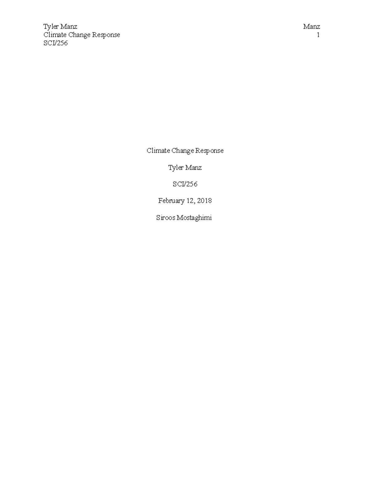 Climate Change Response W4 - Climate Change Response SCI/ 1 Climate ...