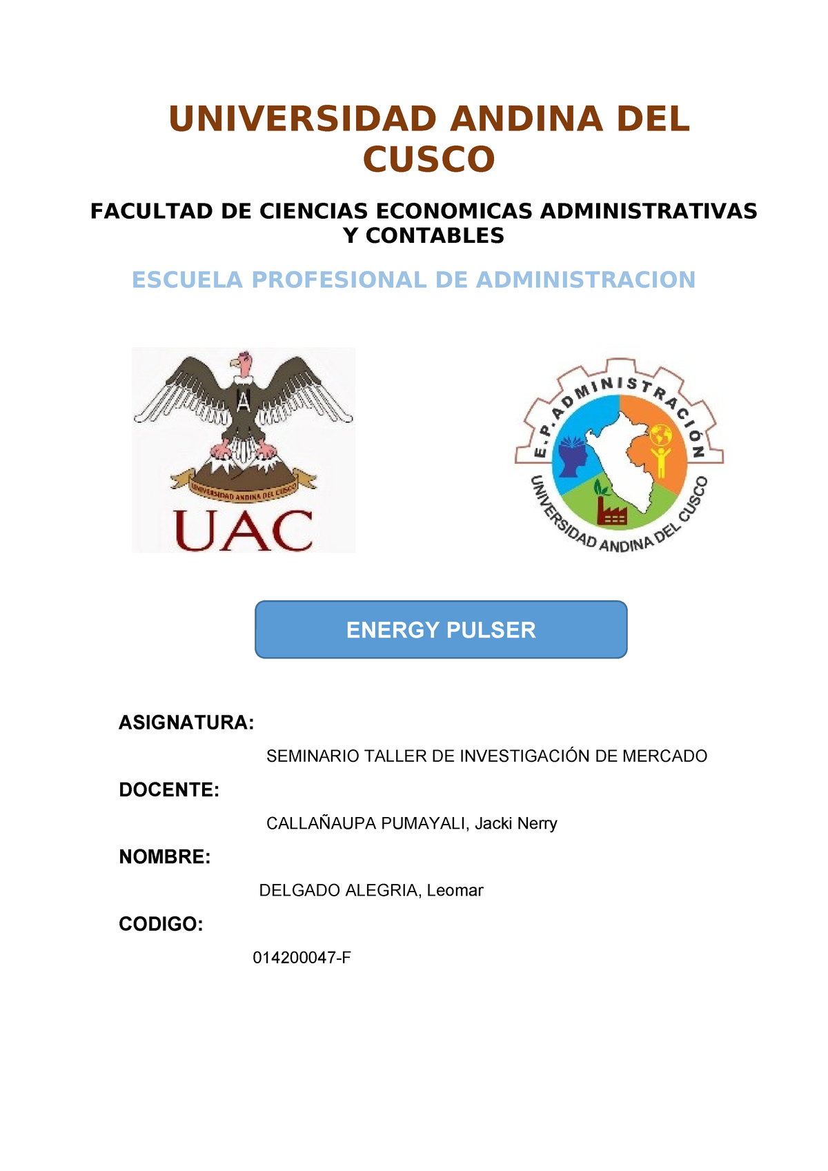 Energy Pulser 2020 completo - UNIVERSIDAD ANDINA DEL CUSCO FACULTAD DE ...