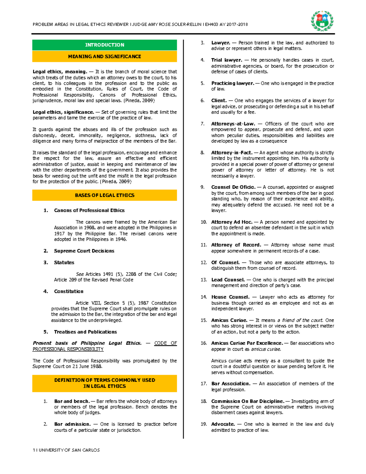 PALE Reviewer 2017 2018 INTRODUCTION MEANING AND SIGNIFICANCE BASES