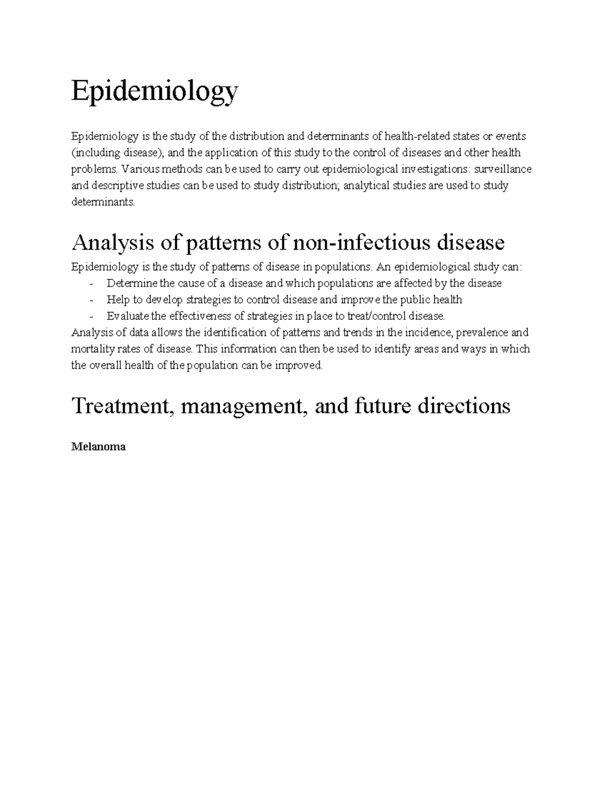 2020 Biology HSC EpidemiologyNotes Epidemiology Epidemiology is the