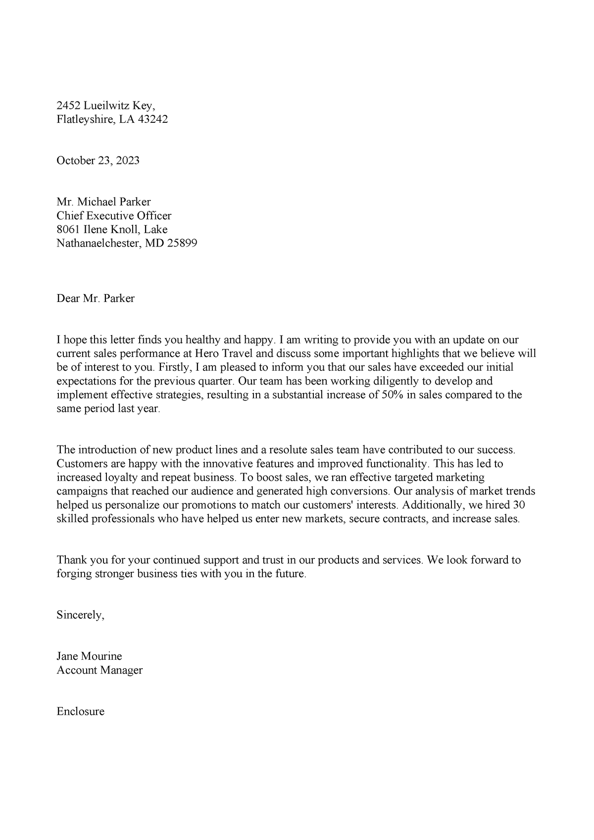 Professional Letter Template - 2452 Lueilwitz Key, Flatleyshire, LA ...