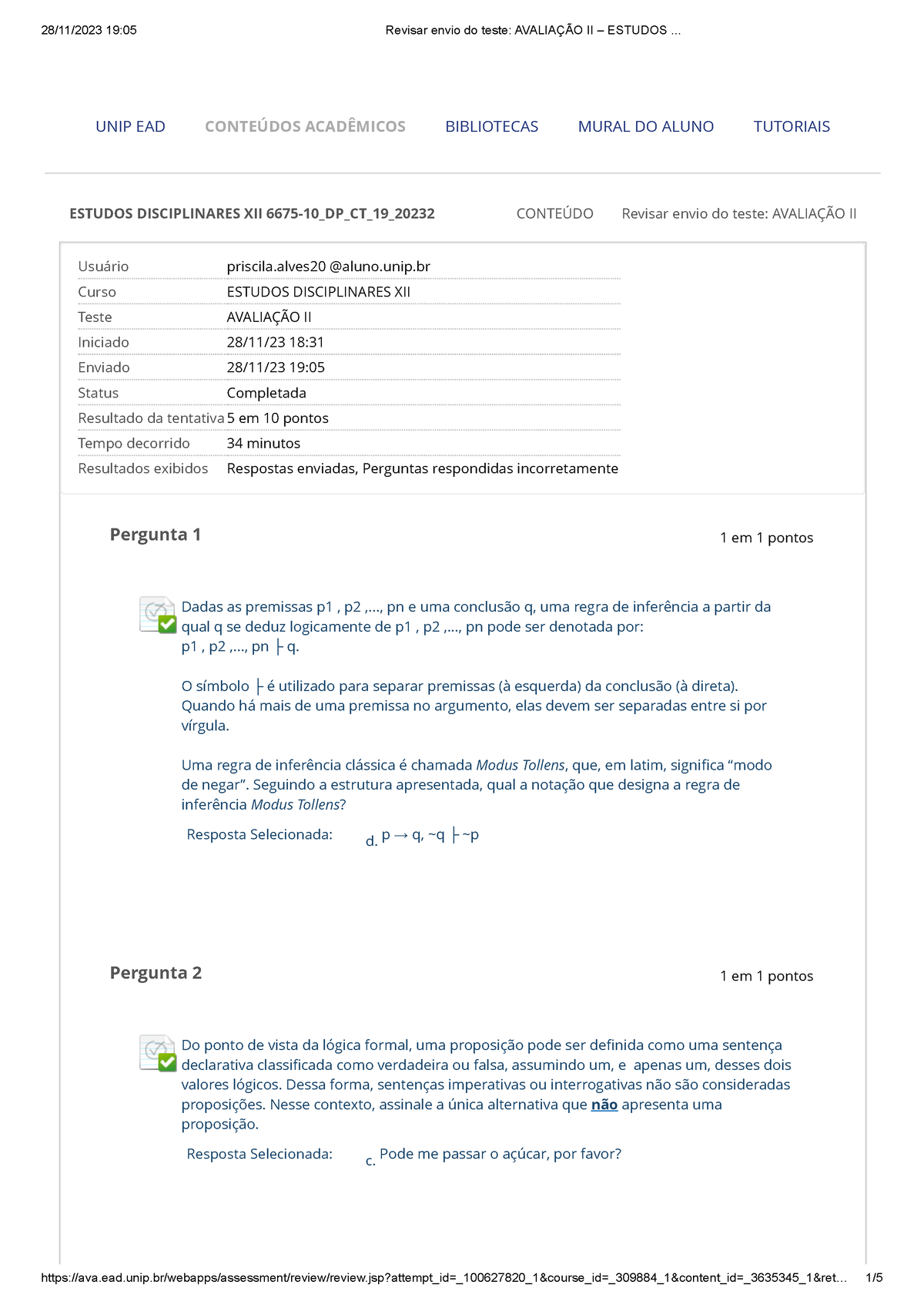 Avaliação II – Estudos Diciplinares XII - ESTUDOS DISCIPLINARES XII ...