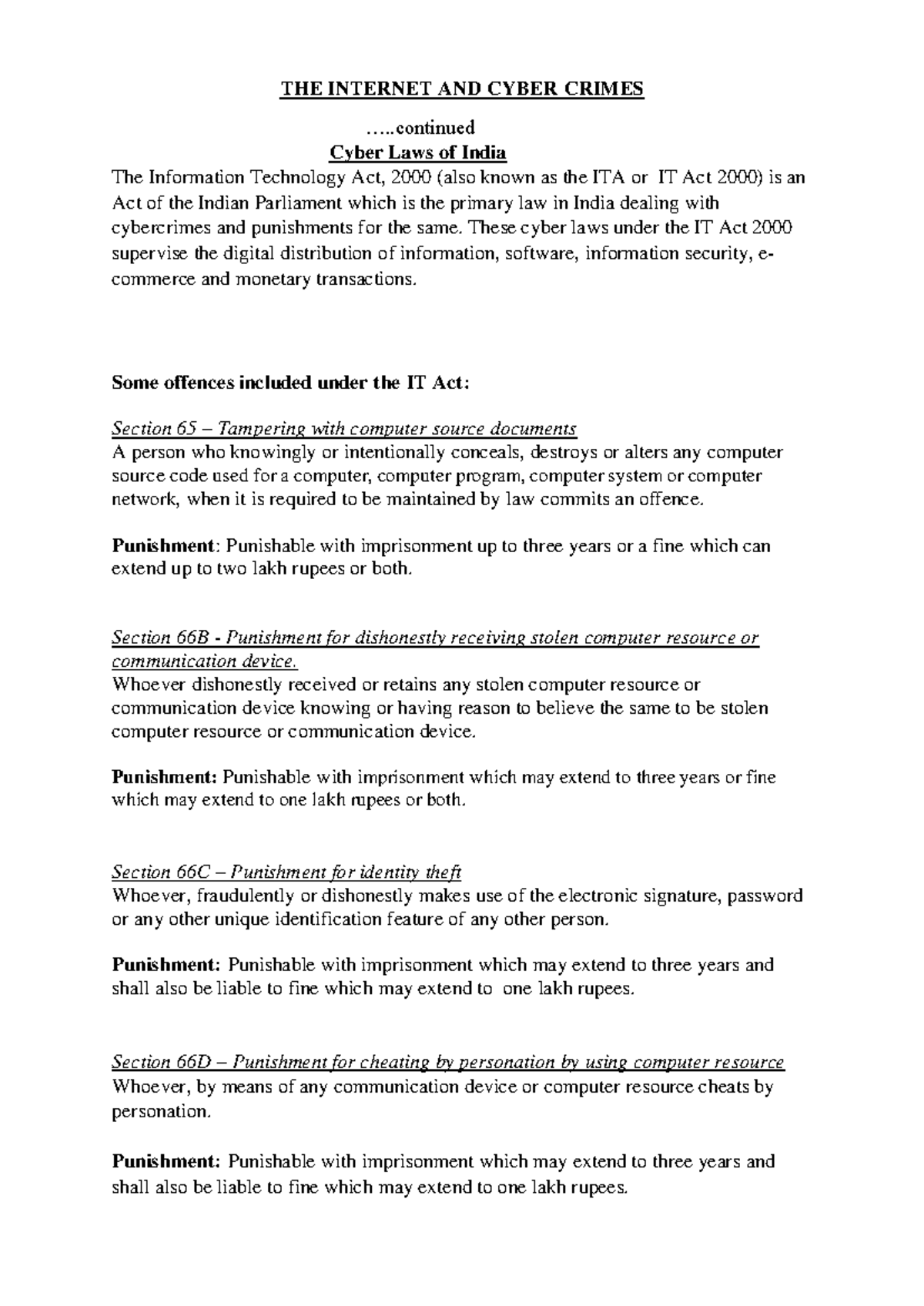 The Internet and Cyber Crimes - Part 3 (Cyber Laws) - THE INTERNET AND ...