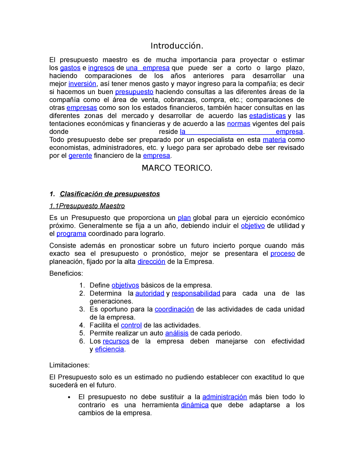 Introduccion Al Presupuesto Maestro Introducción El Presupuesto Maestro Es De Mucha 1355