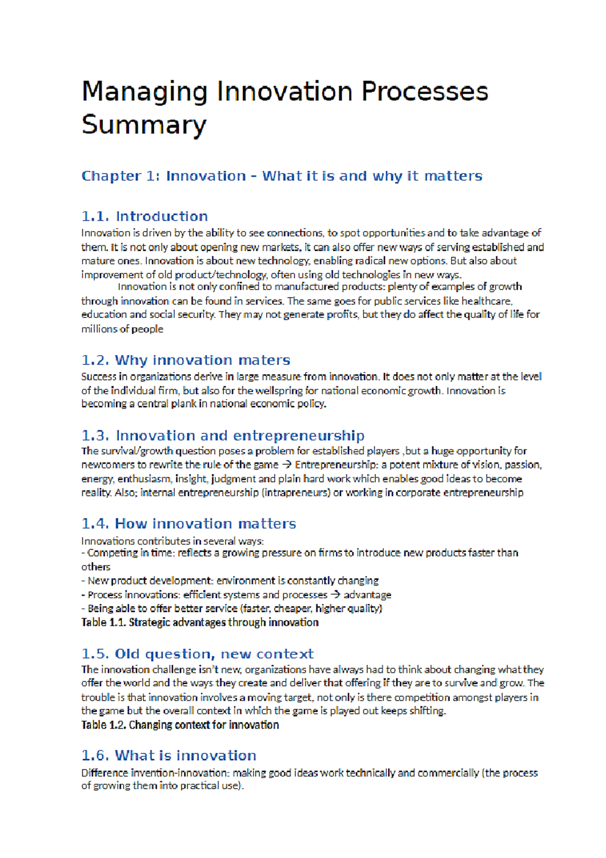 Lecture Notes INVT - Lecture notes 8 - Managing Innovation Processes ...