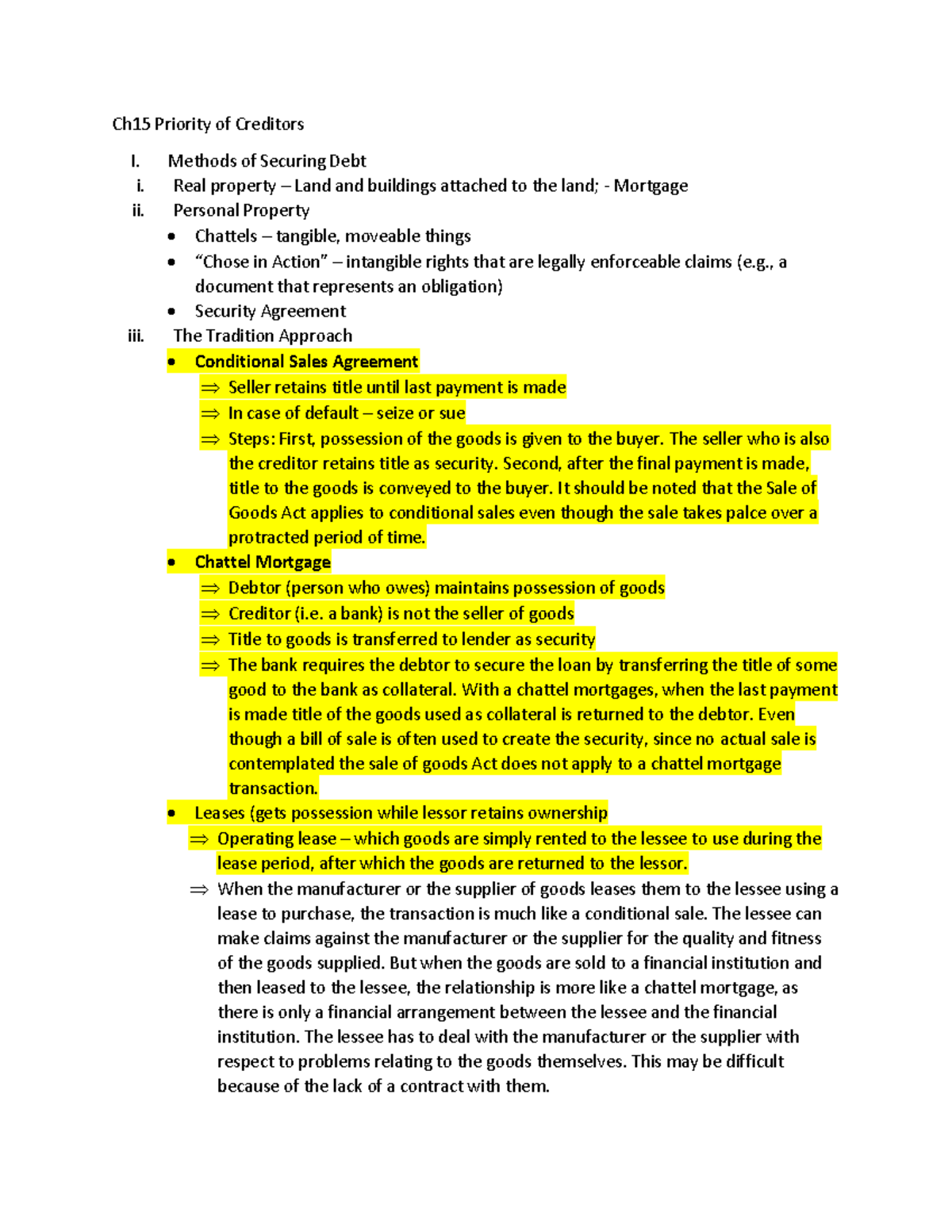 Ch 15 Summary-Business Law In Canada - Ch15 Priority of Creditors I ...