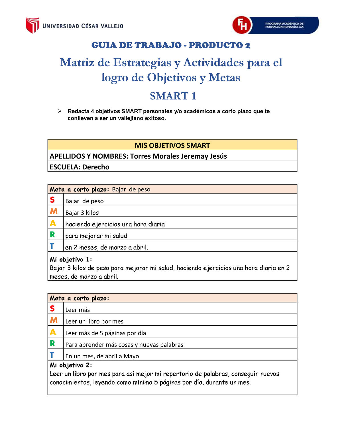 2° Matriz Smart Guia De Trabajo Producto 2 Matriz De Estrategias Y Actividades Para El Logro 5379