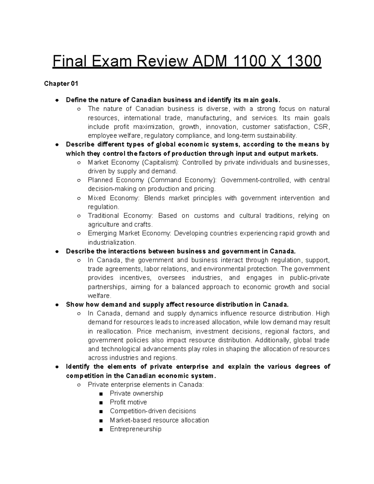 Final Exam Review ADM 1100 X 1300 - Final Exam Review ADM 1100 X 1300 ...