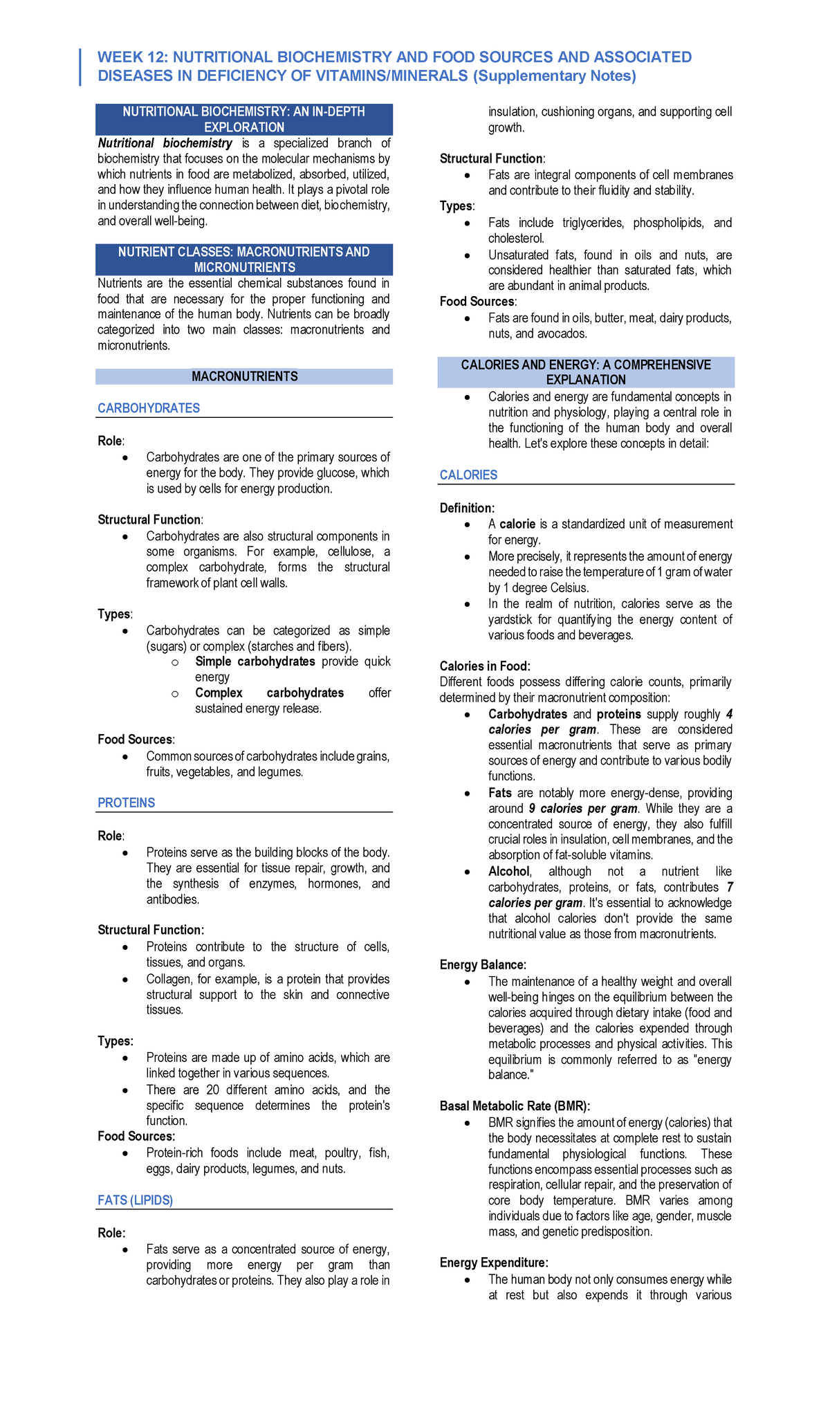 Wk12 Nutritional Biochemistry - Diseases In Deficiency Of Vitamins 