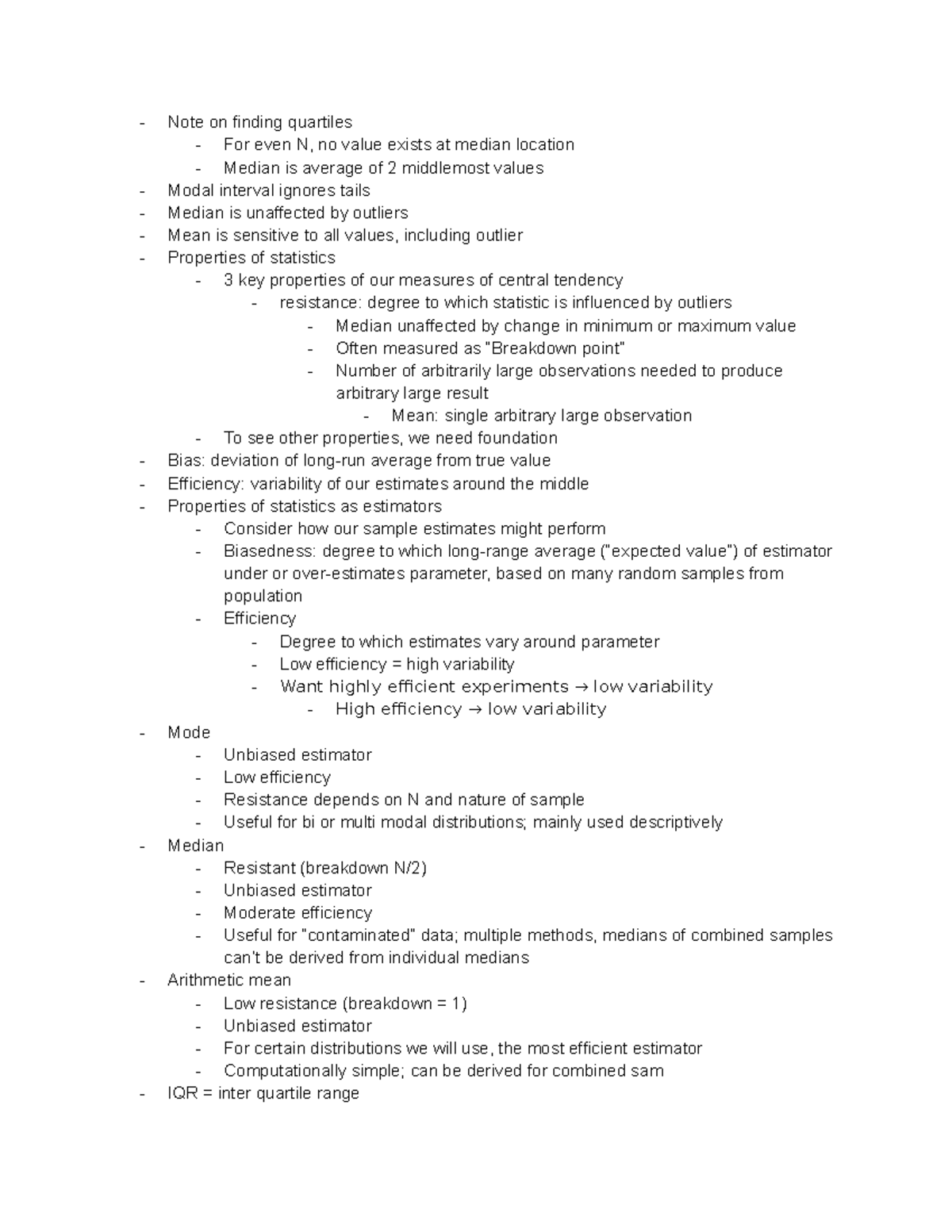 1 29 - lecture notes - Note on finding quartiles For even N, no value ...