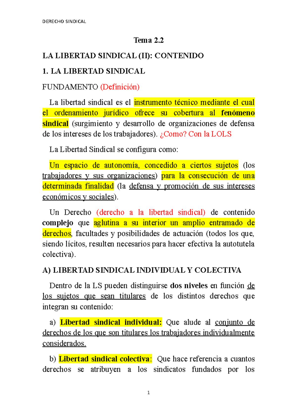 TEMA 2.2. Libertad Sindical - Tema 2. LA LIBERTAD SINDICAL (II ...