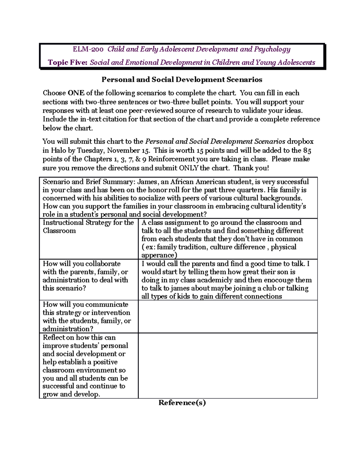 Revised Elm 200 Topic Five Assignment Directions Elm 200 Child And