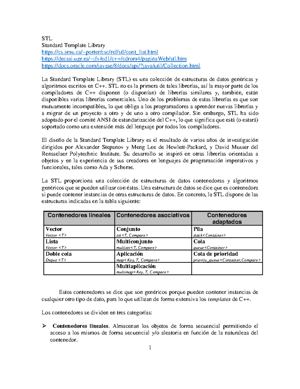 Pra Colecc Cpp STLOperaciones - STL Standard Template Library cs ...