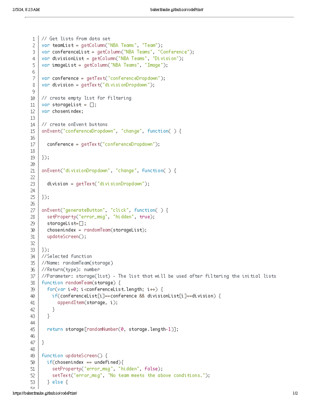 Bakerfranke.github.io code Print 2/5/24, 823 AM bakerfranke.github