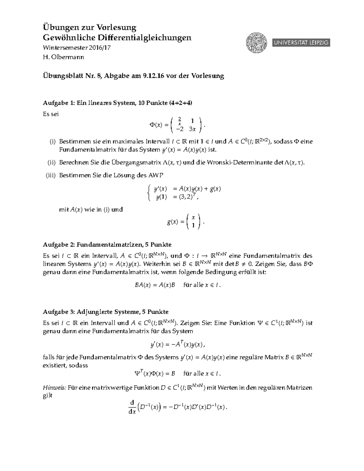 9 12 16 Gewohnliche Differentialgleichungen Ubungen Ubungen Zur Vorlesung Gewohnliche Differentialgleichungen Wintersemester Olbermann Ubungsblatt Nr Abgabe Studocu