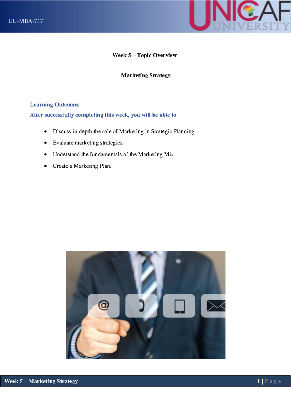 Week 5 - Topic Overview - Lecture notes 5 - UU-MBA- Week 5 – Topic ...