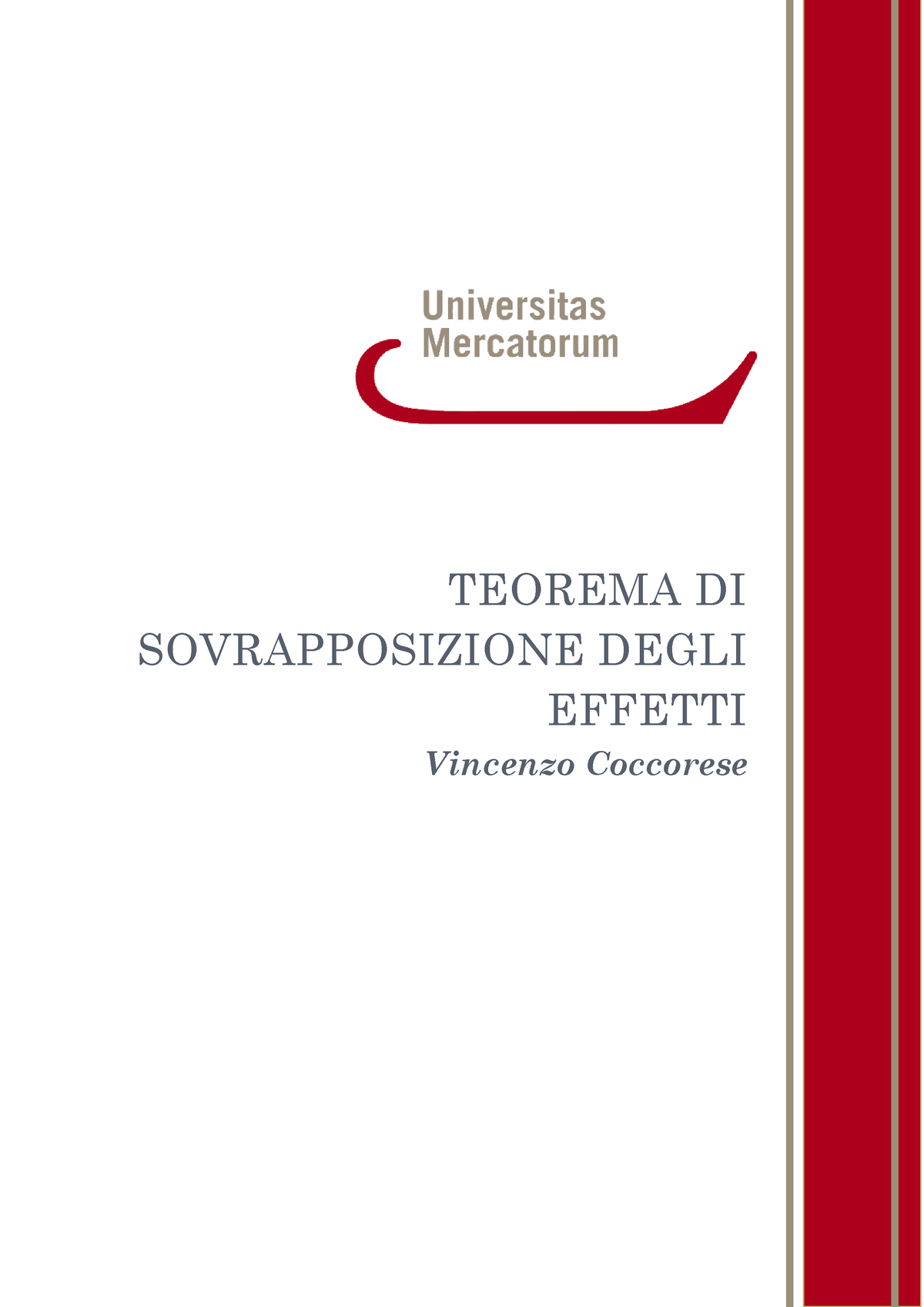 Lezione Teorema Di Sovrapposizione Degli Effetti Vincenzo Coccorese Effetti