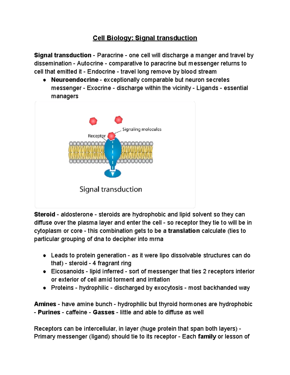 Cell Biology Signal transduction Cell Biology Signal transduction