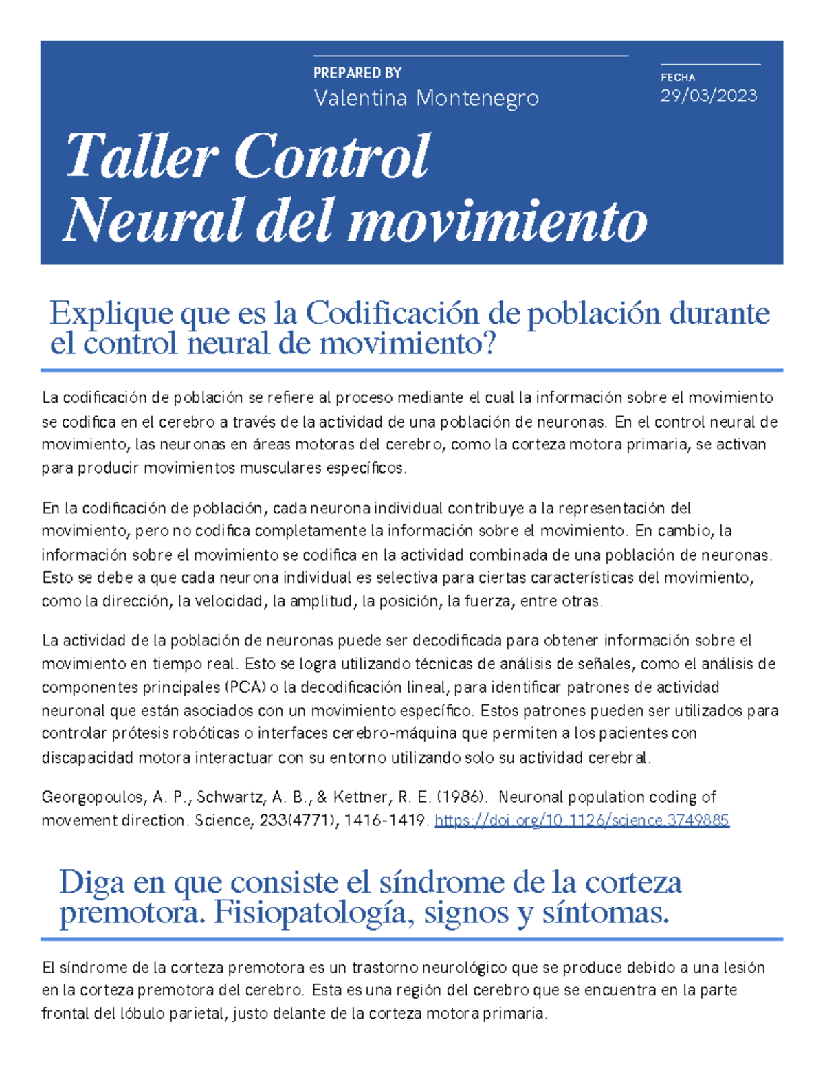 Taller Control Neural DEL Movimiento La