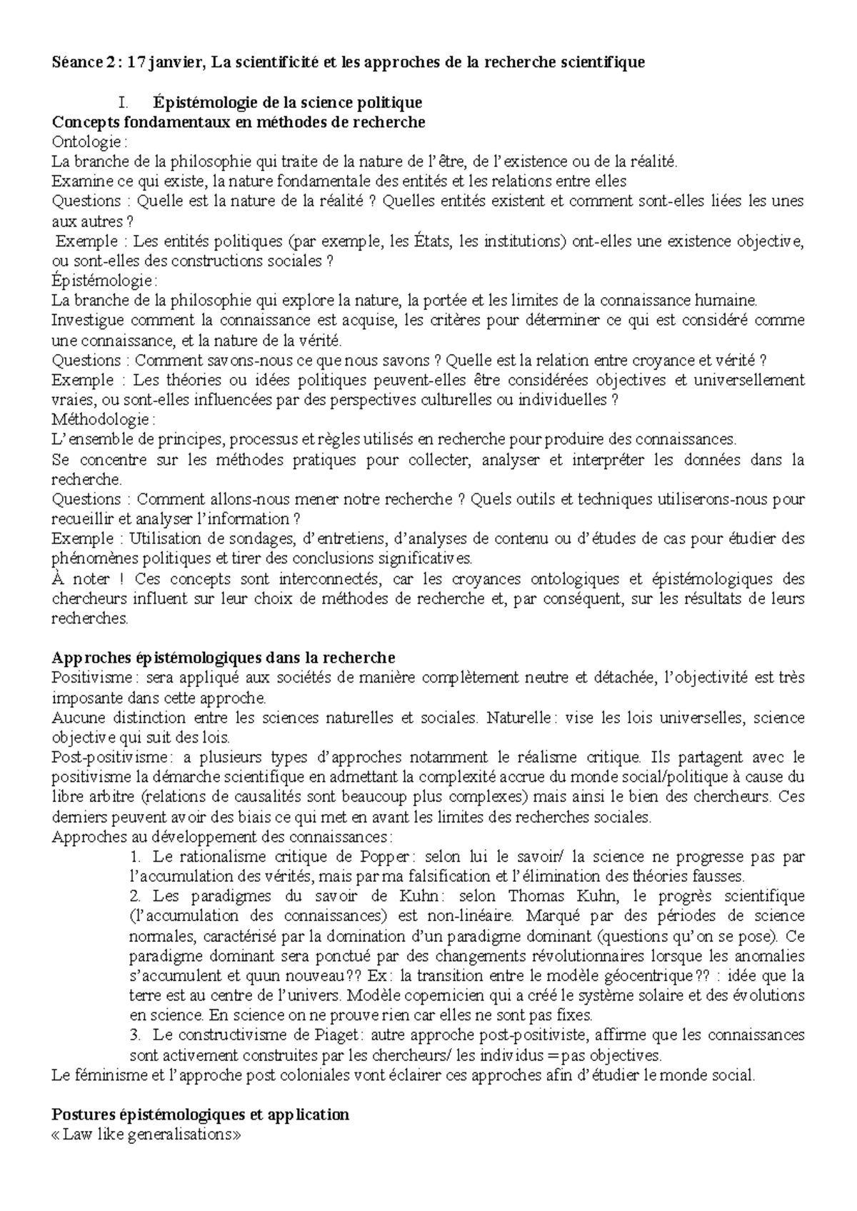 POL 1100 Méthode de recherche en politique - Séance 2 : 17 janvier, La ...