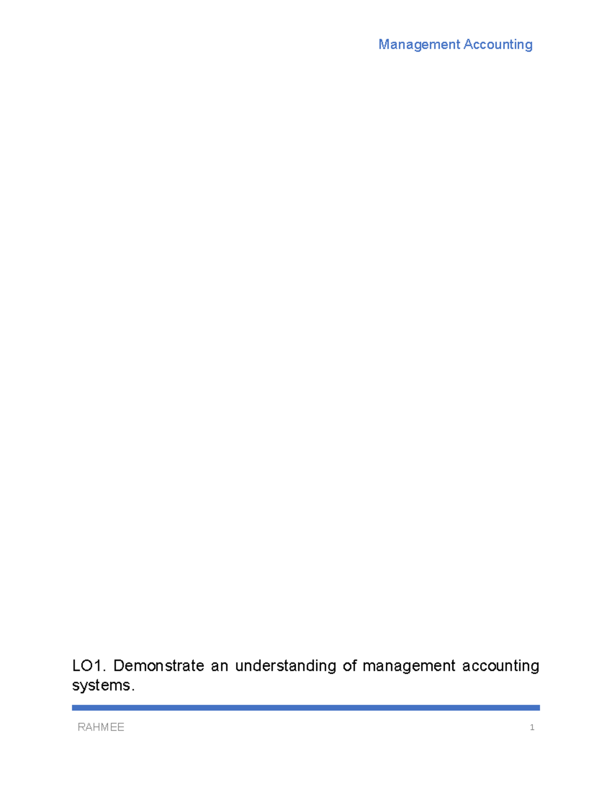 LO1 Demonstrate an understanding of mana - LO1. Demonstrate an ...