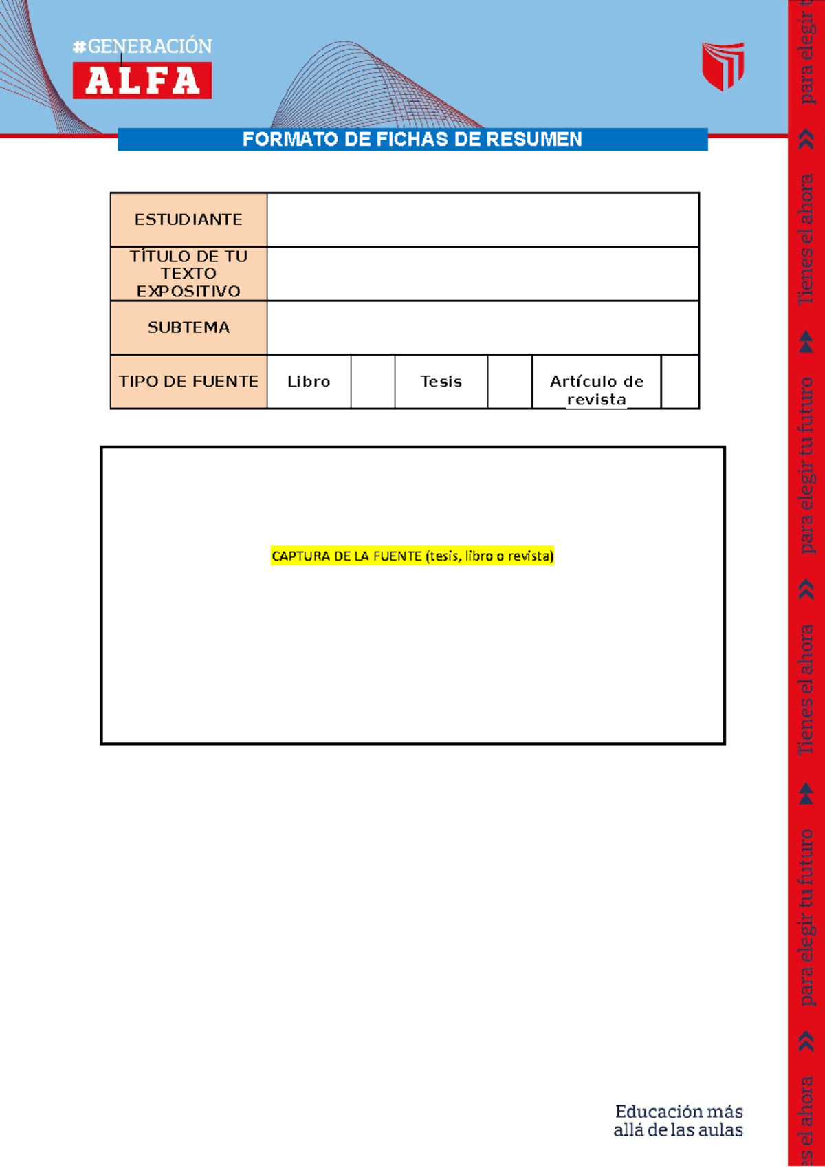 Formato PARA LA Ficha DE Resumen - | FORMATO DE FICHAS DE RESUMEN ...