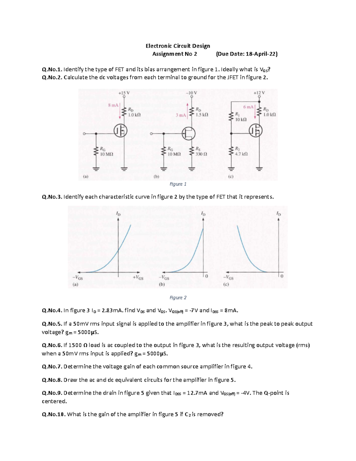 Mandatory Assignment - Electronic Circuit Design Assignment No 2 (Due ...