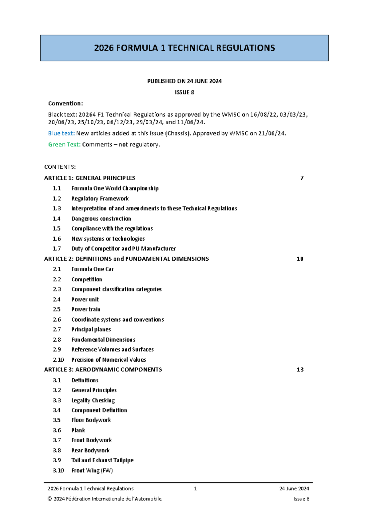 Fia 2026 formula 1 technical regulations issue 8 - 2024-06-24 - 2026 ...