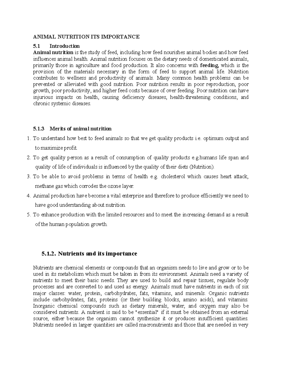 Animal Nutrition Importance Carbohydrates Proteins Minerals