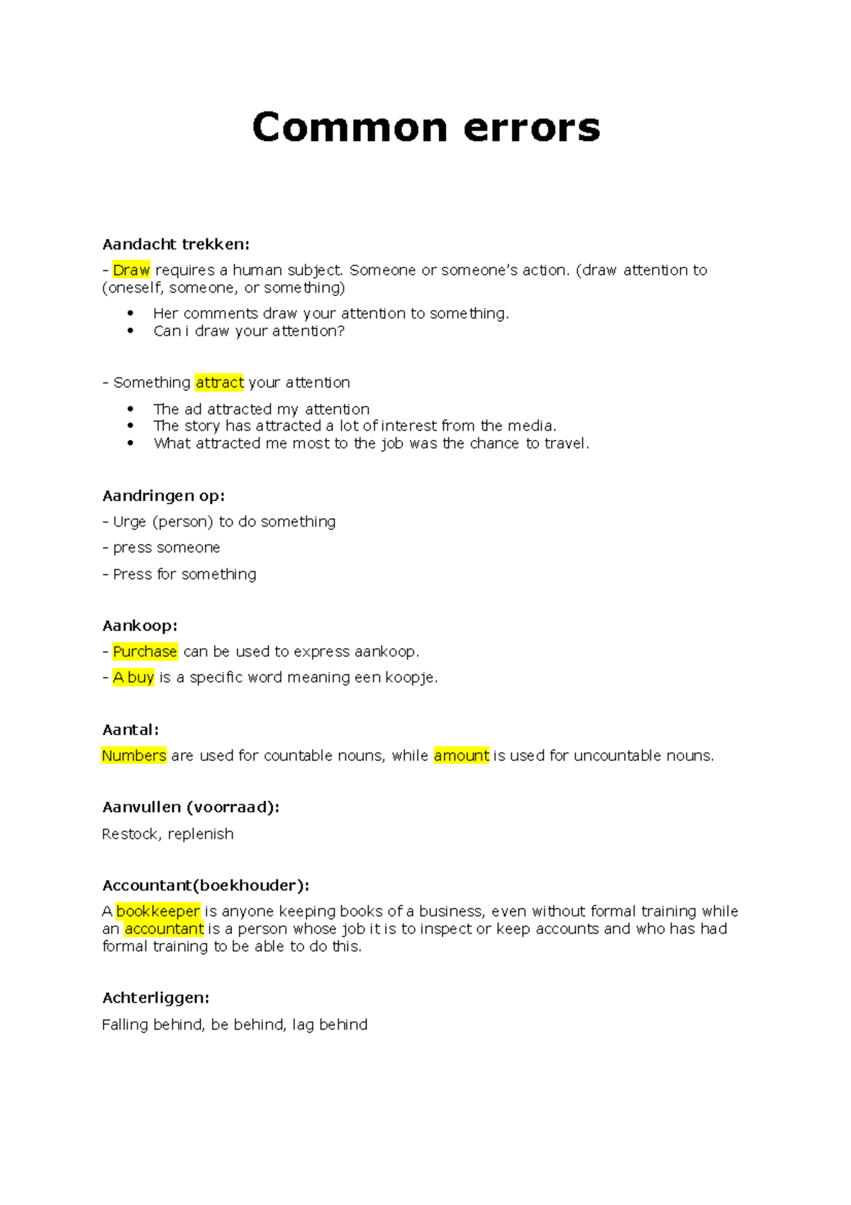 Common errors - Common errors Aandacht trekken: Draw requires a human ...