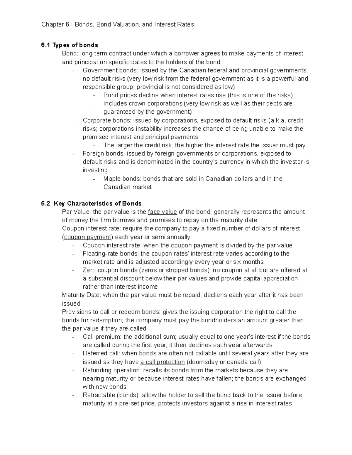 Chapter 6 Bonds Bond Valuation and Interest Rates - Studocu