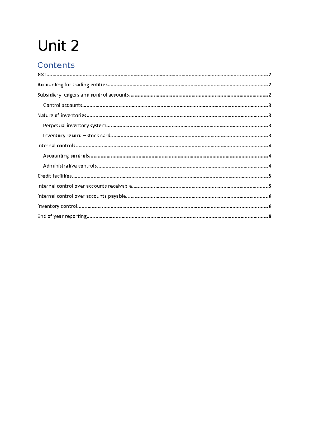GST, controls, subsidiary ledgers and prepetual inventory system
