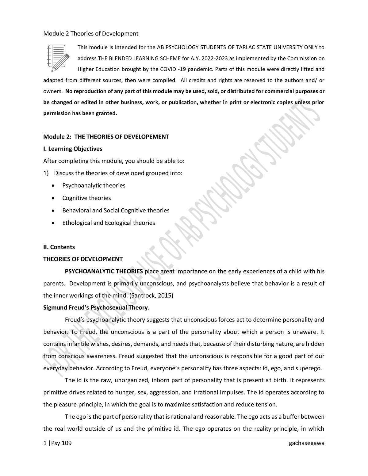 Module 2 The Theories Of Development-1 - This Module Is Intended For ...