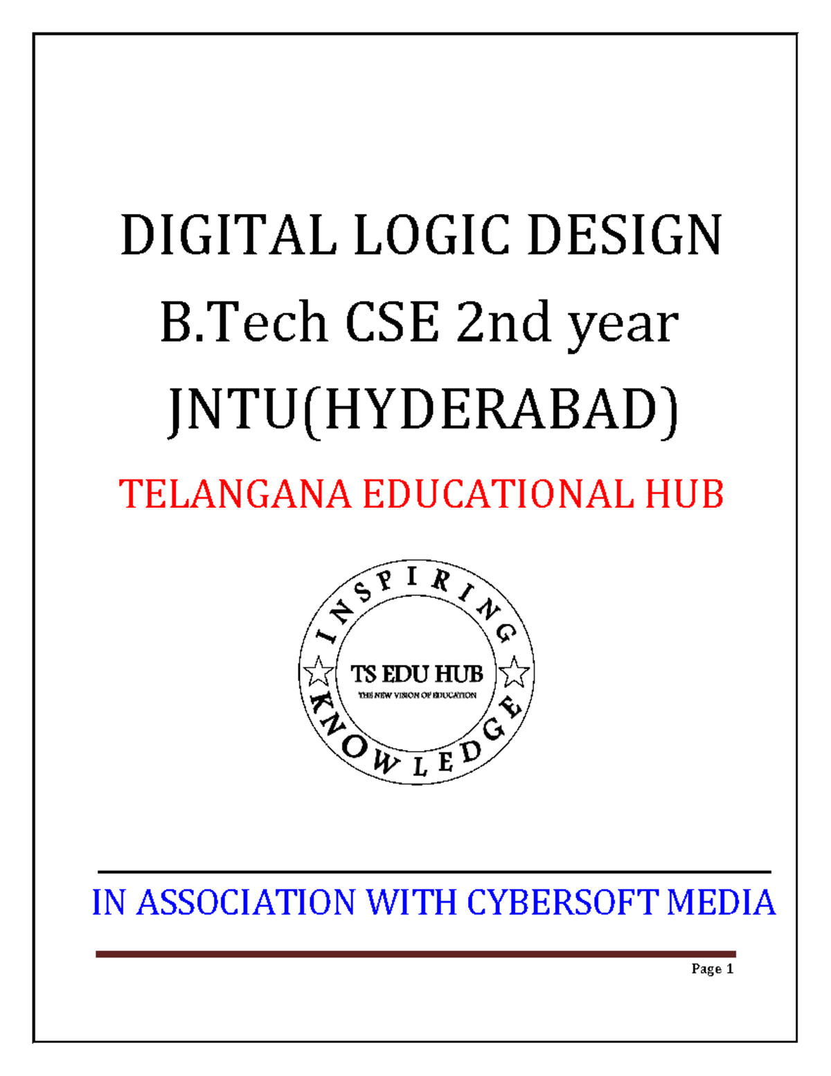 DLD Notes - Page 1 DIGITAL LOGIC DESIGN B CSE 2nd Year JNTU(HYDERABAD ...