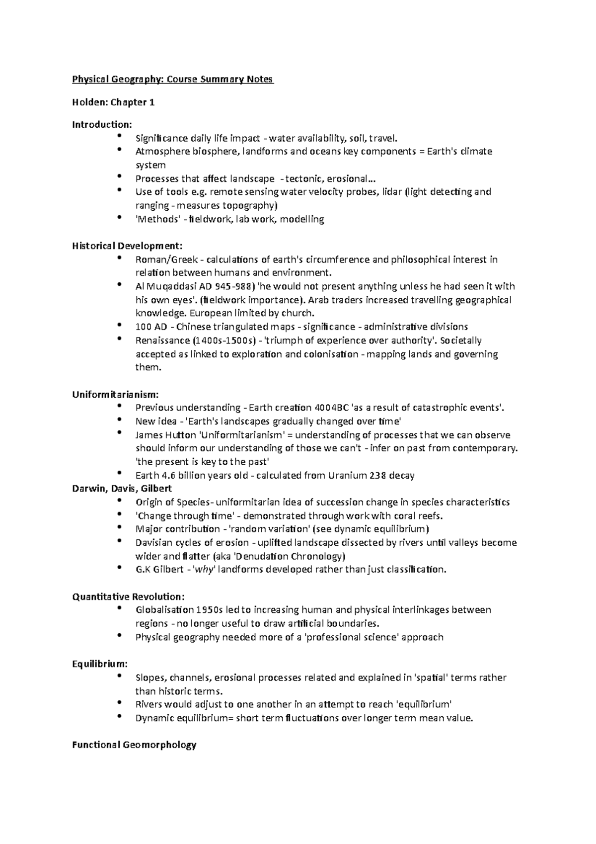 Physical Geography Course Summary Notes - Physical Geography: Course ...